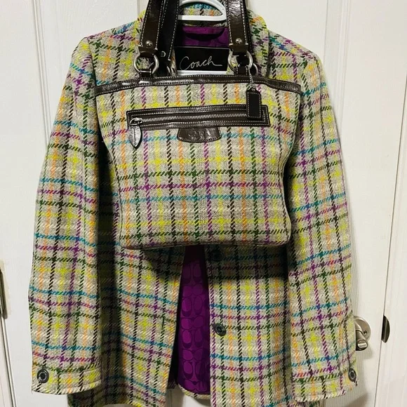 Matching AUTH Coach tweed purse & jacket! Like new! - Picture 1 of 11